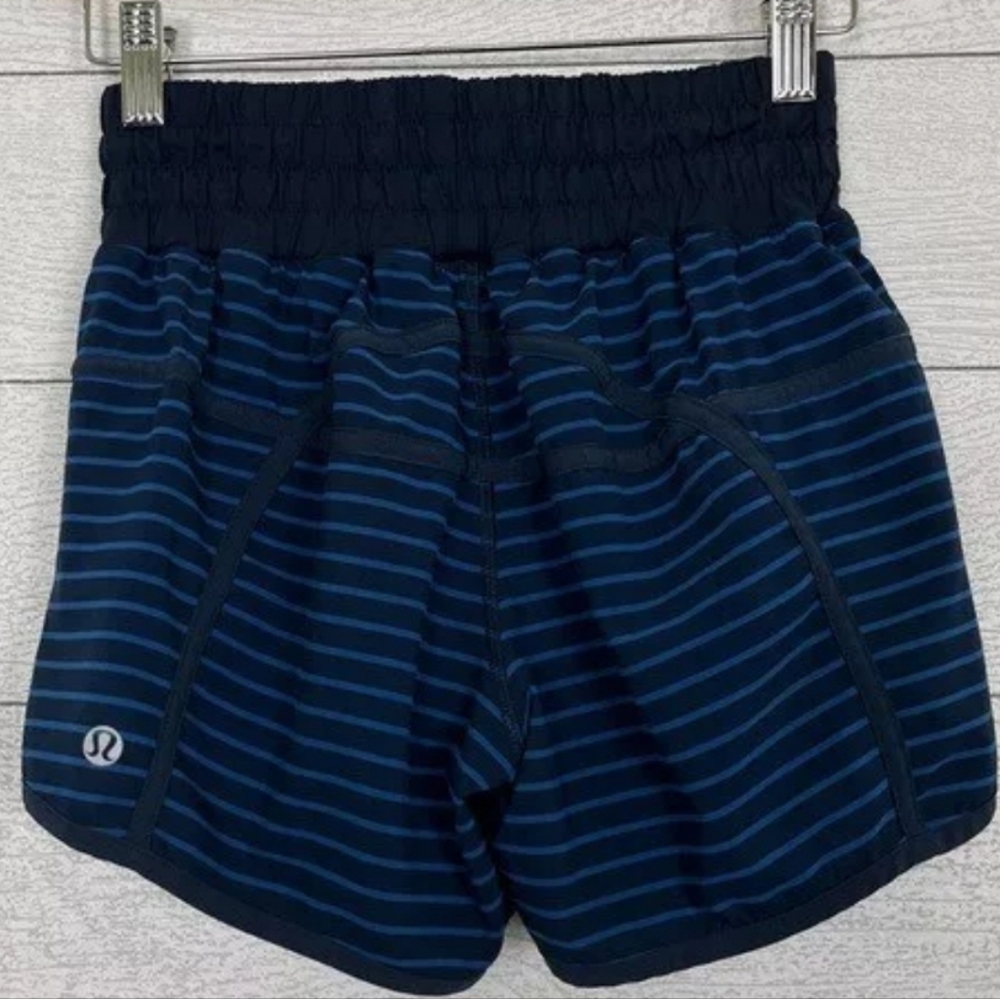 Lululemon Run Tracker Short II 4-way Rugged Blue Inkwell Navy Stripe - Picture 2 of 8